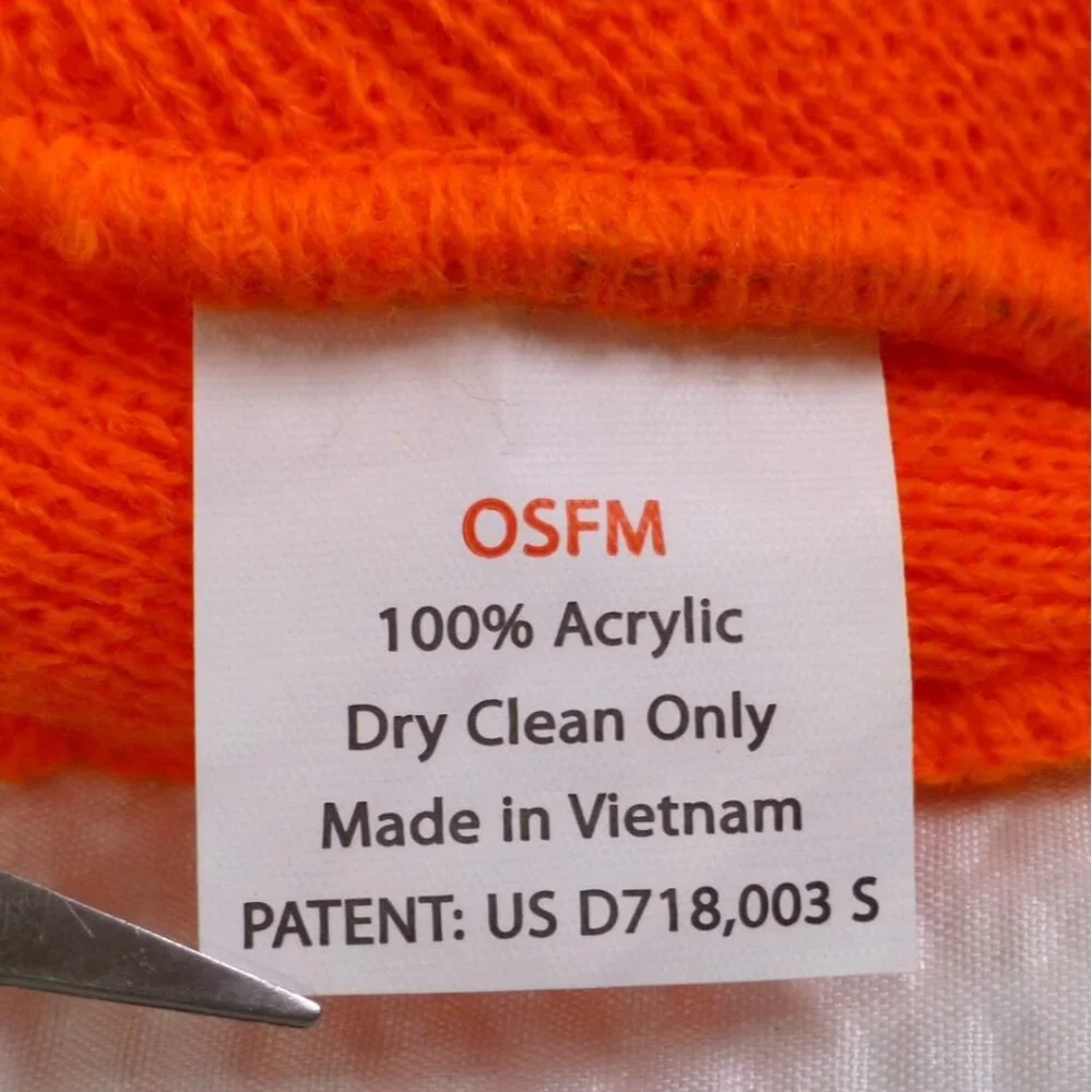 NWTHigh-Visibility Orange Knit Balaclava With Reflective Stripes & Zippered Fron